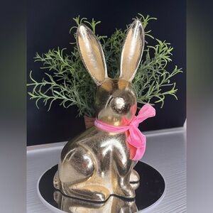Gold Metal Easter Bunny Sculpture Figurine Spring Tabletop Decor 8.5 Inch NWT